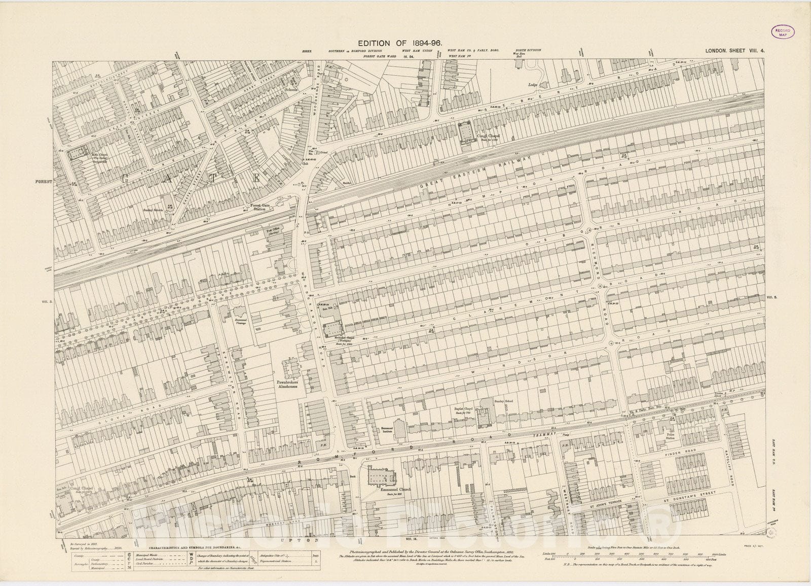 Historic Map : London (England), City Atlas Map, London Sheet VIII.4 1895 - Vintage Wall Art
