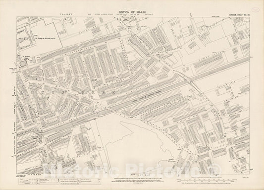 Historic Map : London (England), City Atlas Map, London Sheet VIII.25 1895 - Vintage Wall Art