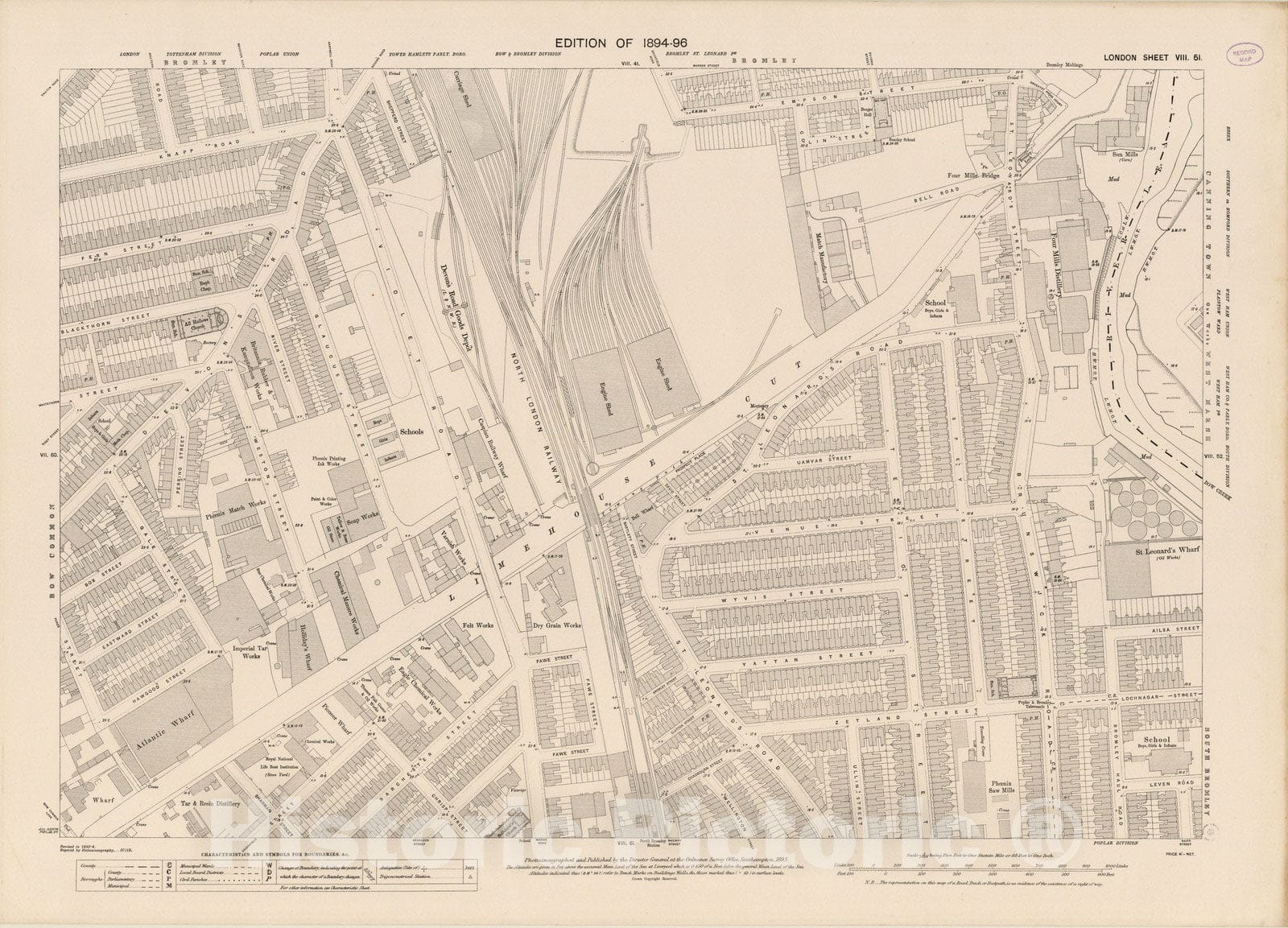Historic Wall Map : London (England), City Atlas Map, London Sheet VIII.51 1895 - Vintage Wall Art