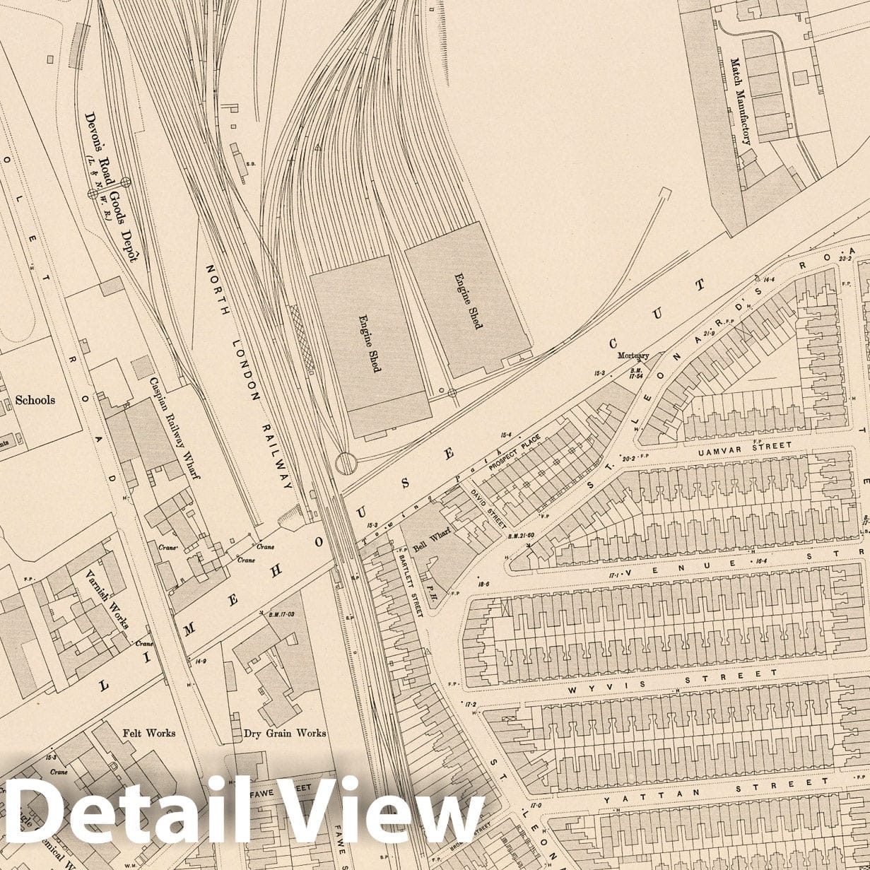 London, Sheet VIII.51 - Survey Map, 1895 - Ordnance Survey Print