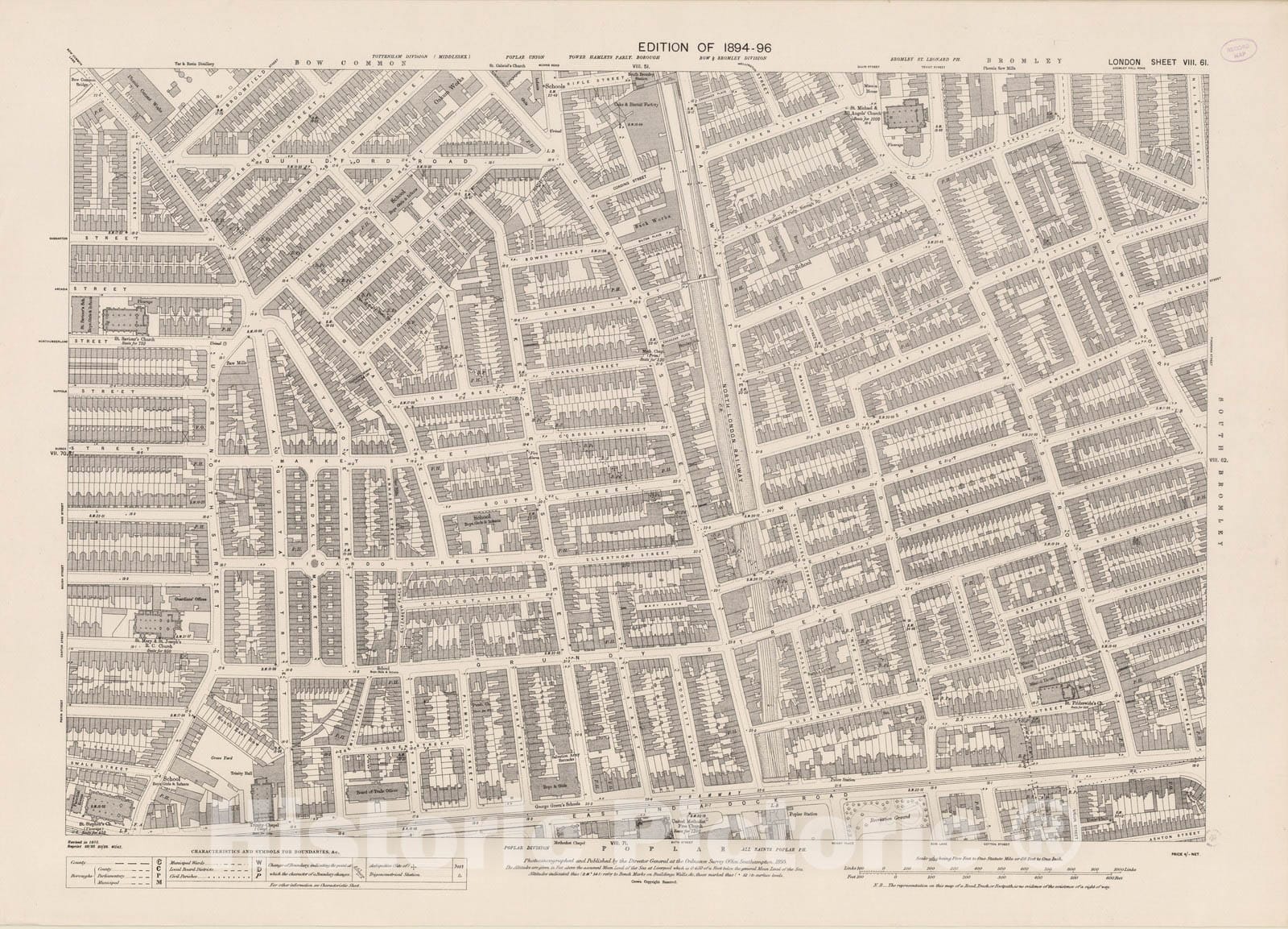 Historic Map : London (England), City Atlas Map, London Sheet VIII.61 1895 - Vintage Wall Art