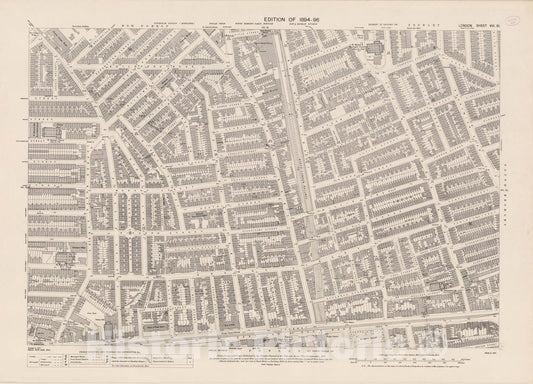 Historic Map : London (England), City Atlas Map, London Sheet VIII.61 1895 - Vintage Wall Art