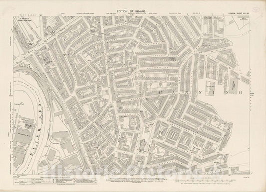 Historic Map : London (England), City Atlas Map, London Sheet VIII.63 1895 - Vintage Wall Art