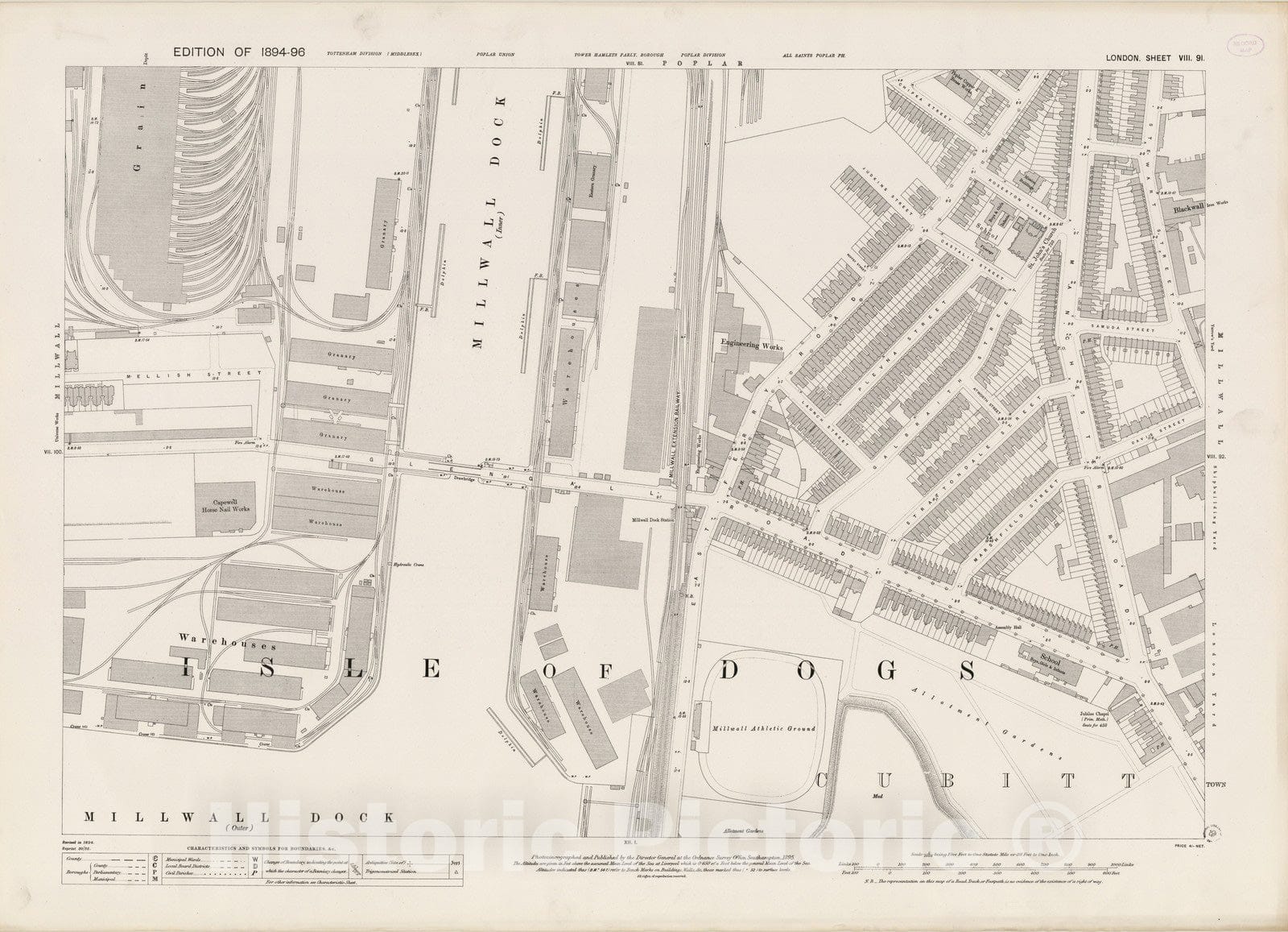 Historic Map : London (England), City Atlas Map, London Sheet VIII.91 1895 - Vintage Wall Art