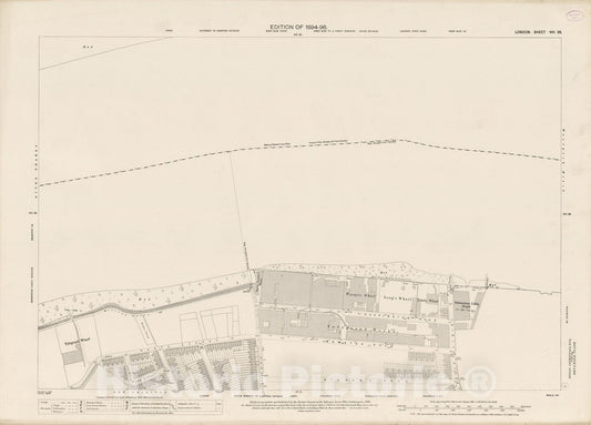 Historic Map : London (England), City Atlas Map, London Sheet VIII.95 1896 - Vintage Wall Art