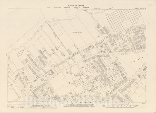Historic Map : London (England), City Atlas Map, London Sheet IX.87 1894 - Vintage Wall Art