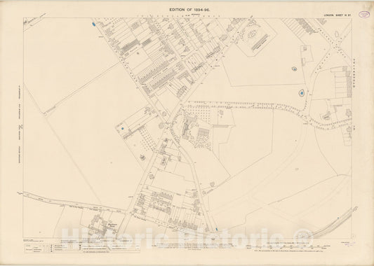 Historic Map : London (England), City Atlas Map, London Sheet IX.97 1894 - Vintage Wall Art