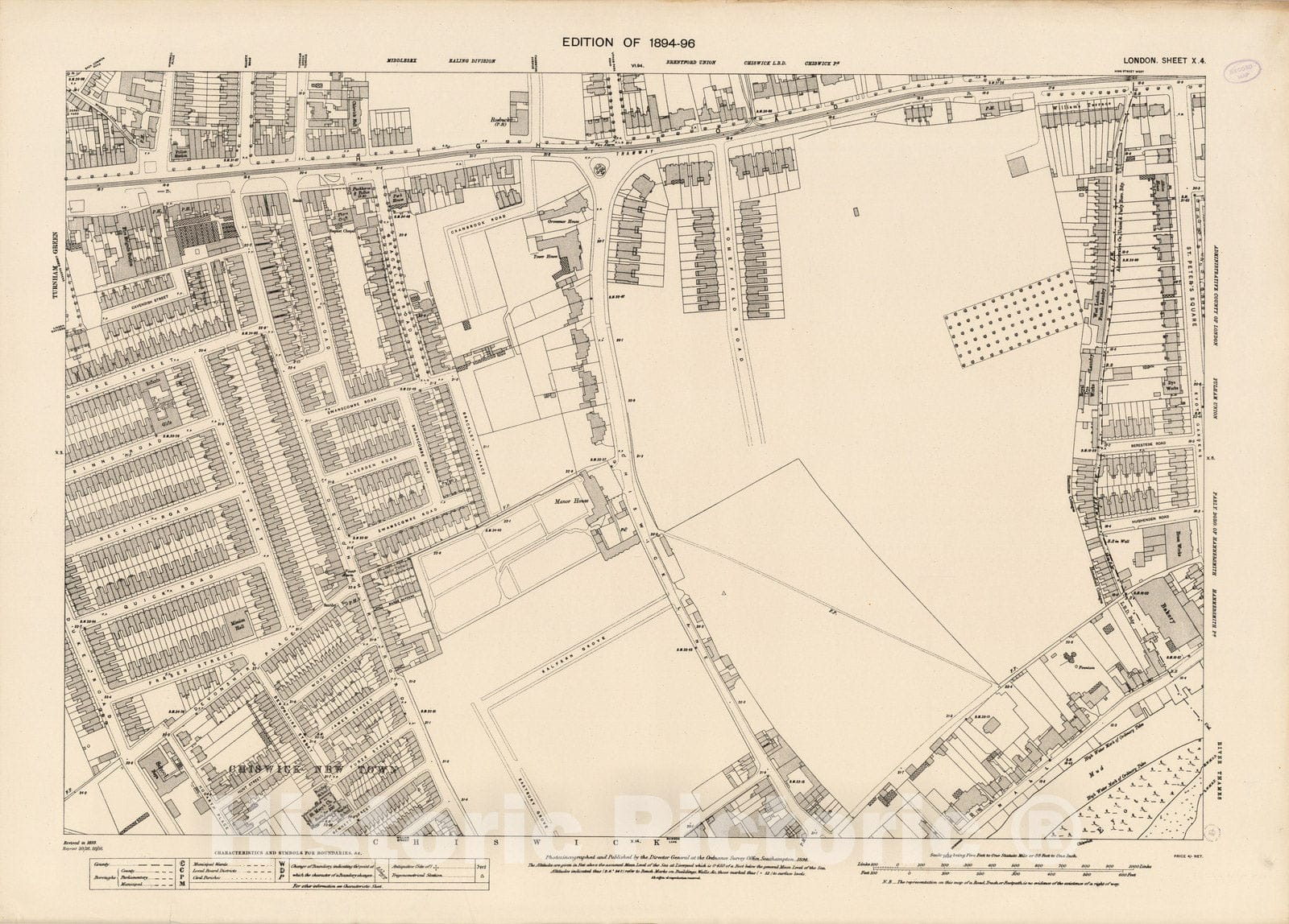 Historic Map : London (England), City Atlas Map, London Sheet X.4 1894 - Vintage Wall Art
