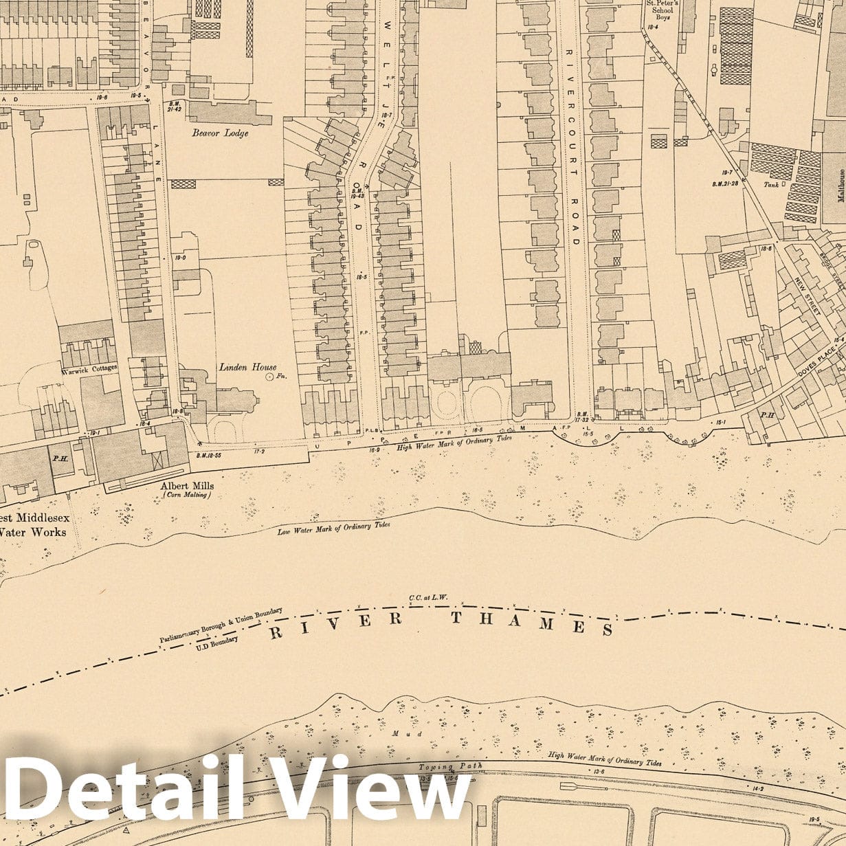 London Sheet X.5 - 1895 Ordnance Survey Map Print
