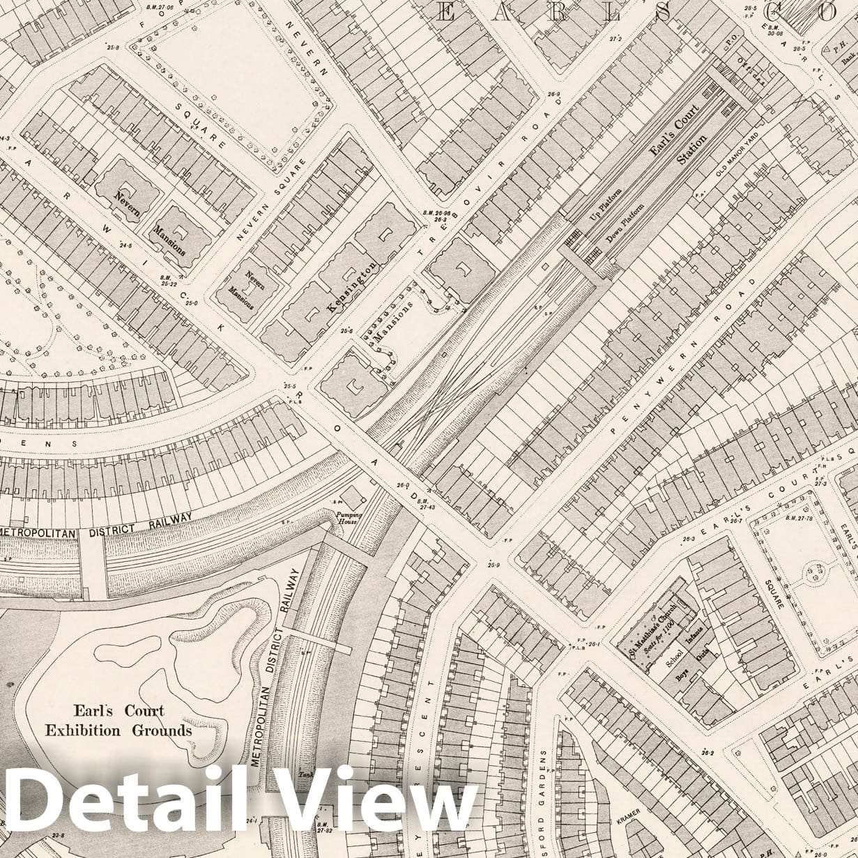 London Sheet X.8 - Survey Map, 1895 - Ordnance Survey Map Print