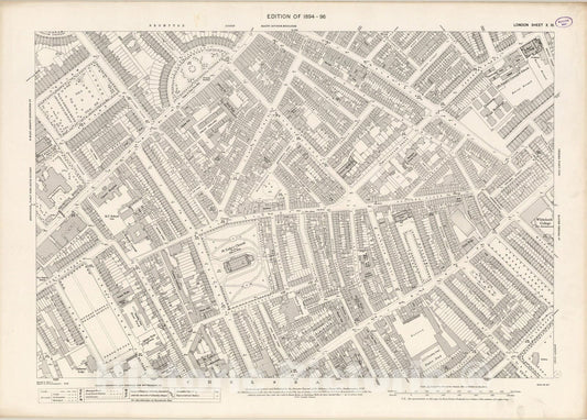 Historic Wall Map : London (England), City Atlas Map, London Sheet X.10 1895 - Vintage Wall Art