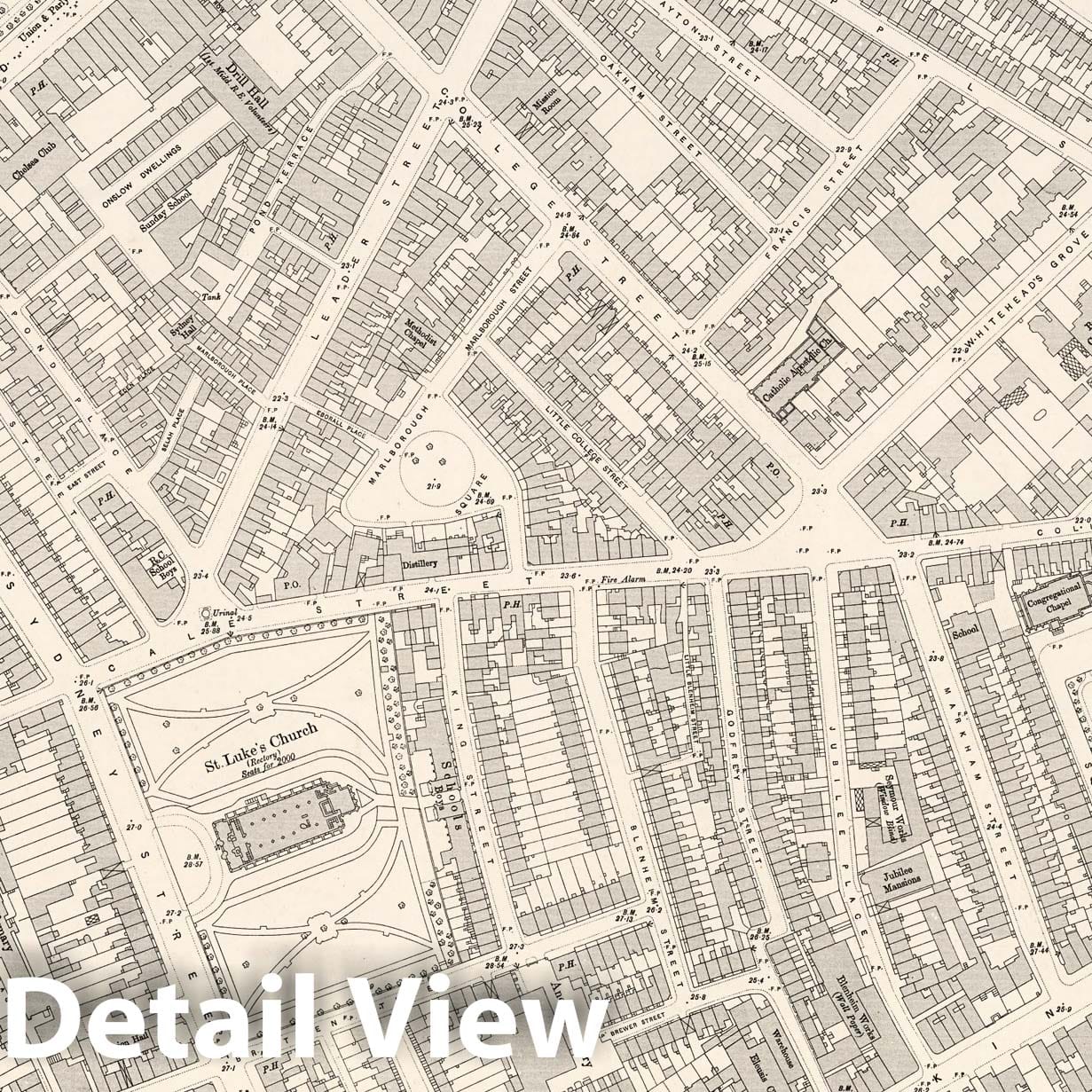 London - Sheet X.10, 1895 - Ordnance Survey Historical Map Print