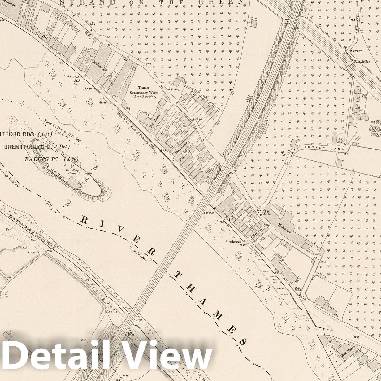 London - Sheet X.12, 1895 - Ordnance Survey Historical Map Print