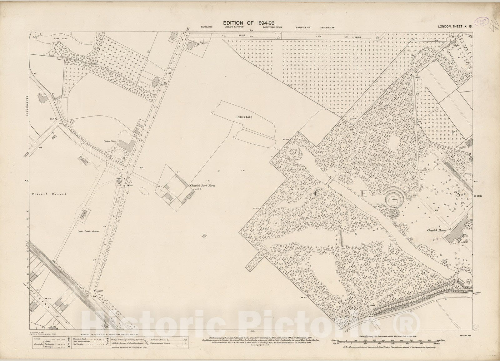 Historic Map : London (England), City Atlas Map, London Sheet X.13 1895 - Vintage Wall Art