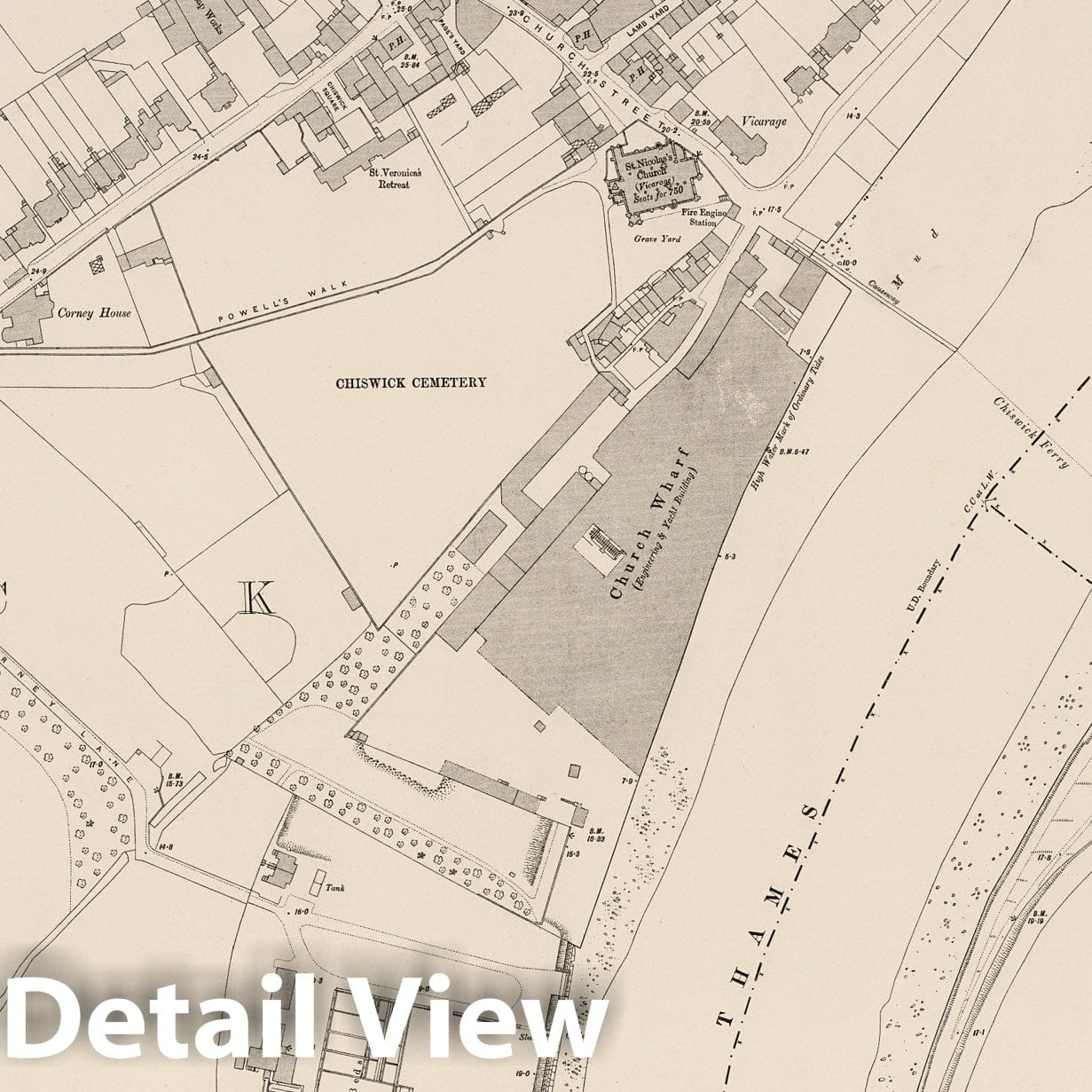London - Sheet X.14, 1895 - Ordnance Survey Historical Map Print