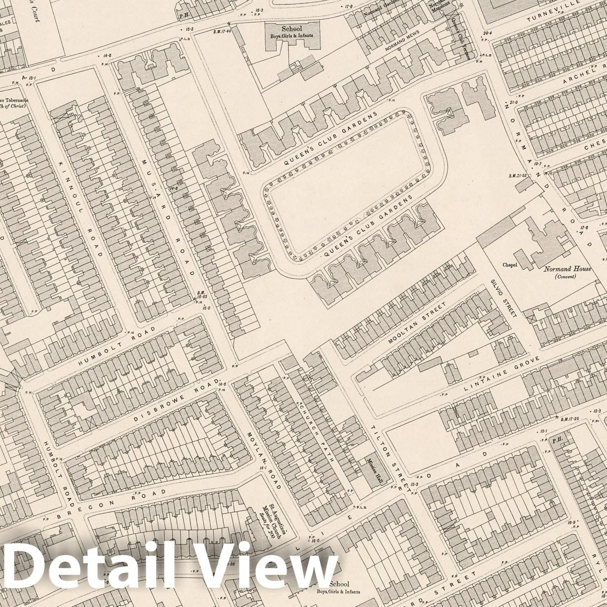London, Sheet X.17 - Survey Map, 1895 - Ordnance Survey Historical Print