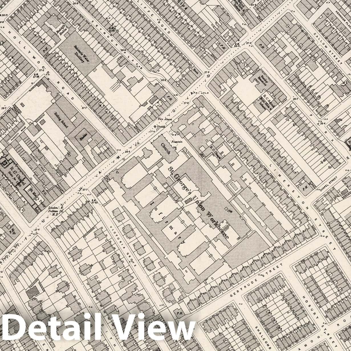 London, Sheet X.19 - Survey Map, 1895 - Ordnance Survey Historical Print