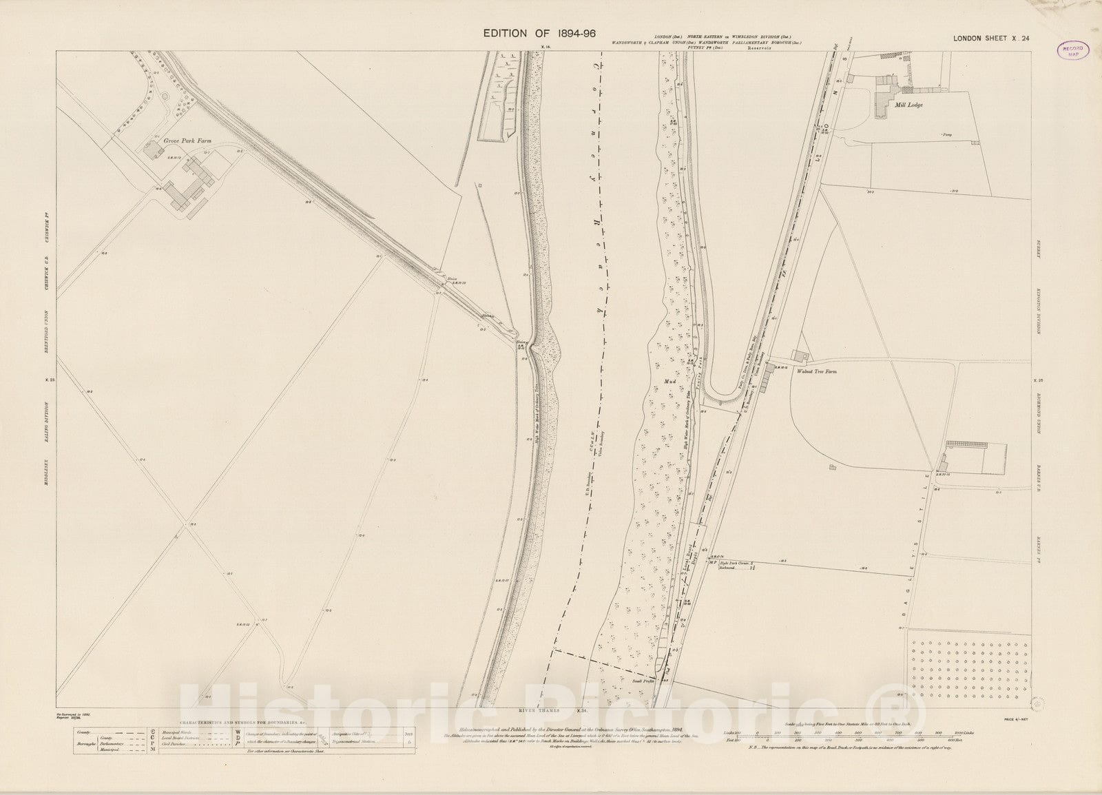 Historic Map : London (England), City Atlas Map, London Sheet X.24 1894 - Vintage Wall Art