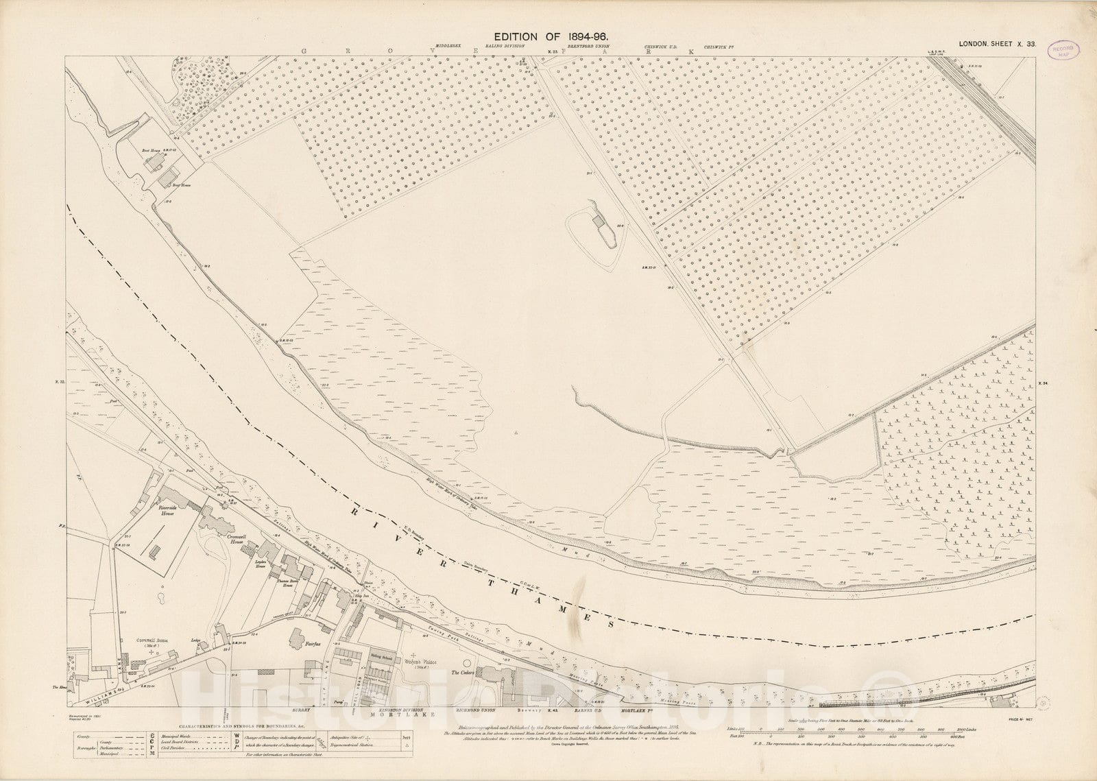 Historic Map : London (England), City Atlas Map, London Sheet X.33 1895 - Vintage Wall Art