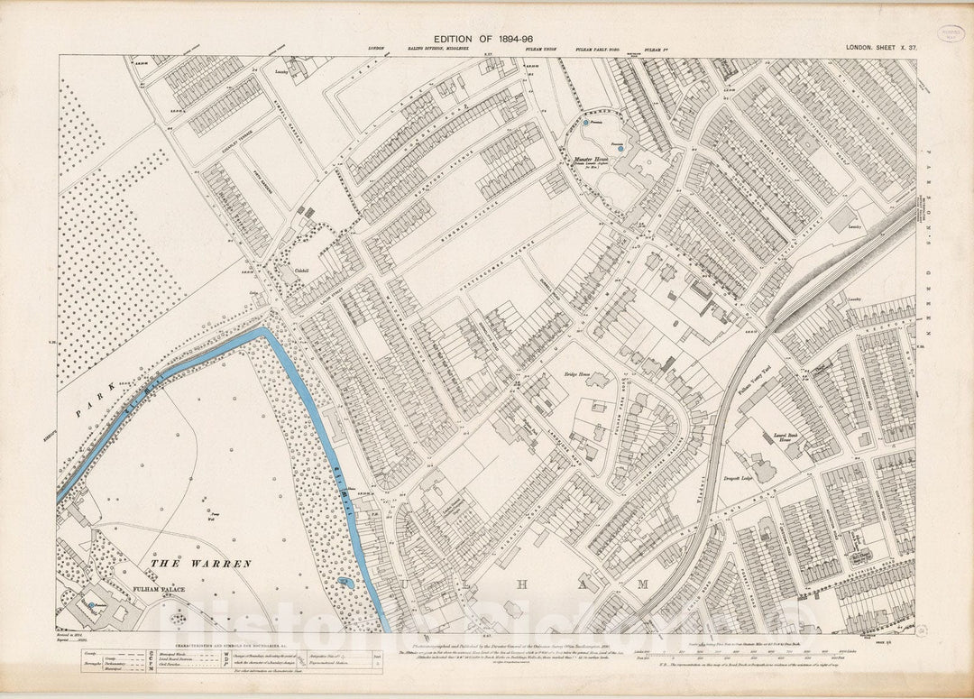 Historic Map : London (England), City Atlas Map, London Sheet X.37 1895 - Vintage Wall Art