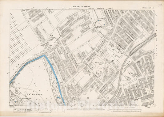 Historic Map : London (England), City Atlas Map, London Sheet X.37 1895 - Vintage Wall Art