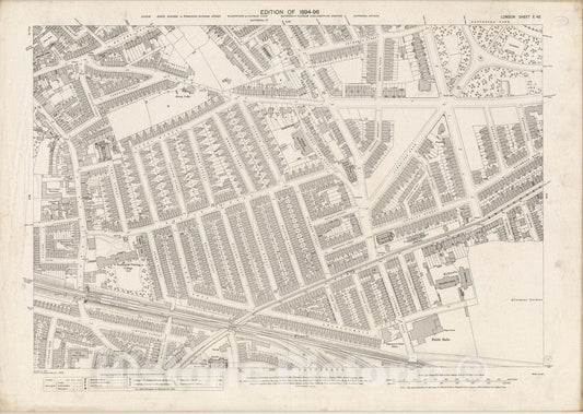 Historic Map : London (England), City Atlas Map, London Sheet X.40 1895 - Vintage Wall Art