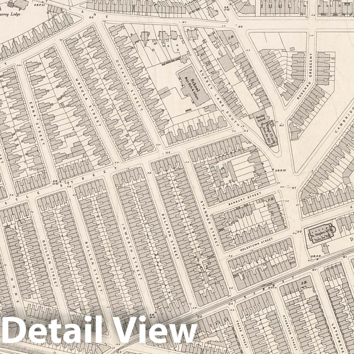 London Sheet X.40 - 1895 Ordnance Survey Map Print