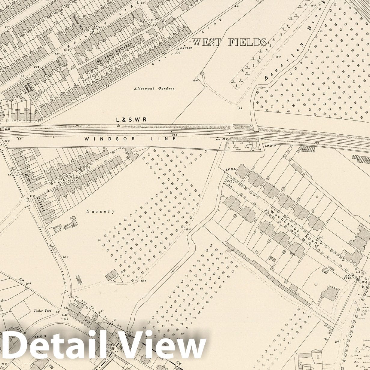 London Sheet X.44 - 1895 Ordnance Survey Map Print