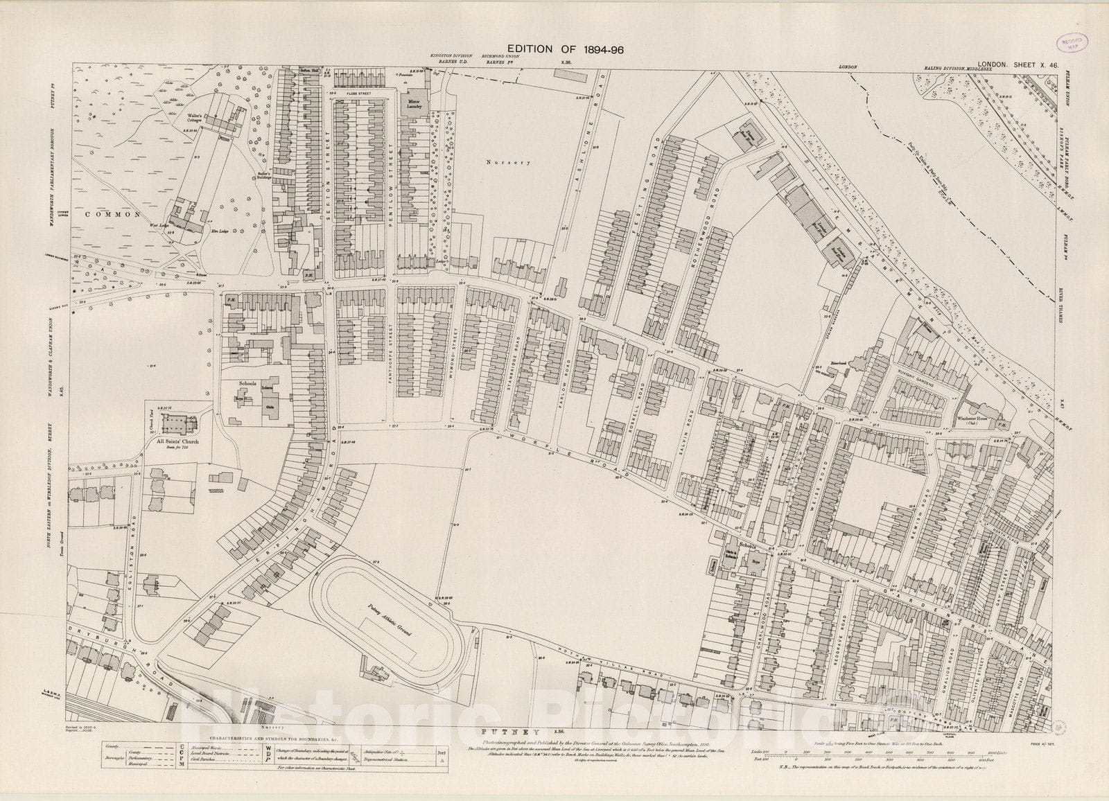 Historic Map : London (England), City Atlas Map, London Sheet X.46 1895 - Vintage Wall Art