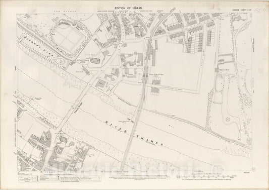 Historic Wall Map : London (England), City Atlas Map, London Sheet X.47 1895 - Vintage Wall Art