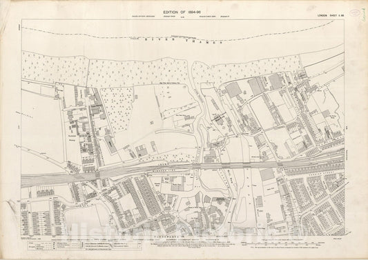 Historic Map : London (England), City Atlas Map, London Sheet X.58 1895 - Vintage Wall Art