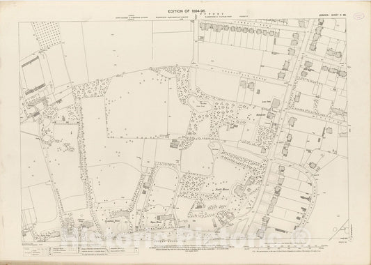 Historic Map : London (England), City Atlas Map, London Sheet X.66 1895 - Vintage Wall Art
