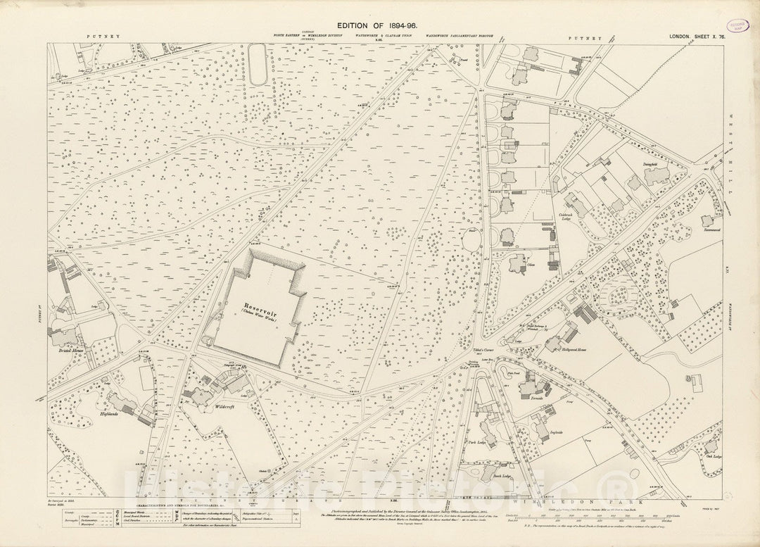 Historic Map : London (England), City Atlas Map, London Sheet X.76 1895 - Vintage Wall Art