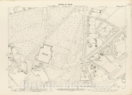 Historic Map : London (England), City Atlas Map, London Sheet X.76 1895 - Vintage Wall Art