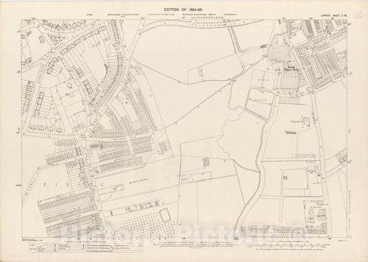 Historic Map : London (England), City Atlas Map, London Sheet X.78 1895 - Vintage Wall Art