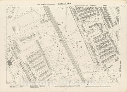 Historic Map : London (England), City Atlas Map, London Sheet X.80 1895 - Vintage Wall Art