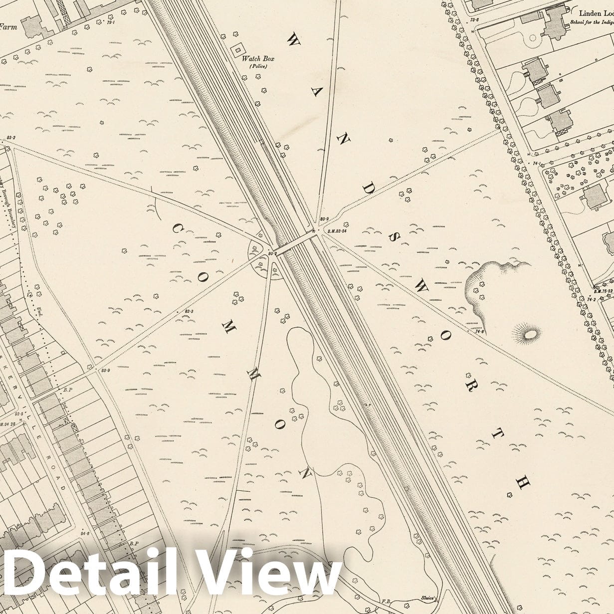 London Sheet X.80 - 1895 Ordnance Survey Historical Map Print