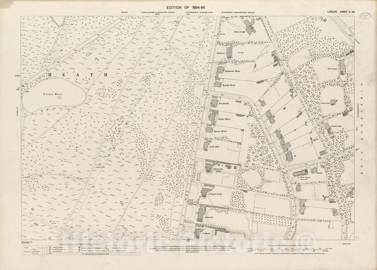 Historic Map : London (England), City Atlas Map, London Sheet X.86 1895 - Vintage Wall Art