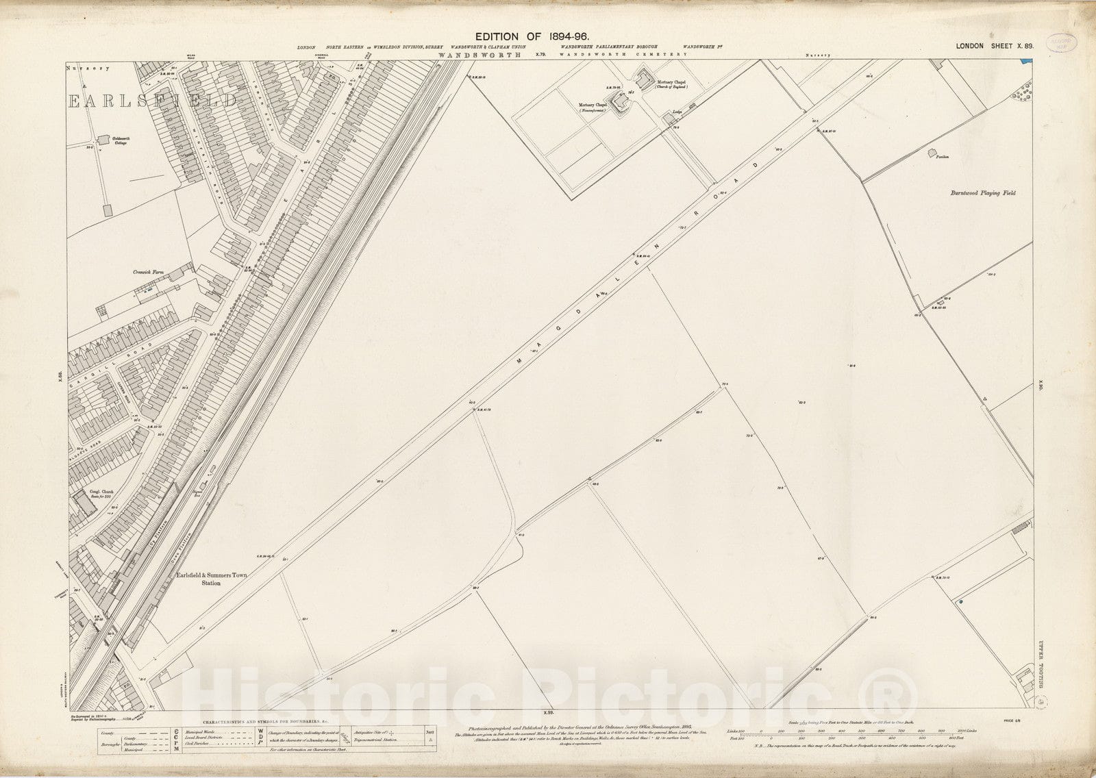 Historic Wall Map : London (England), City Atlas Map, London Sheet X.89 1895 - Vintage Wall Art
