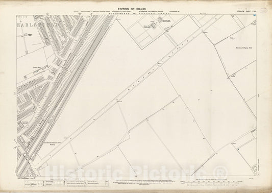 Historic Wall Map : London (England), City Atlas Map, London Sheet X.89 1895 - Vintage Wall Art