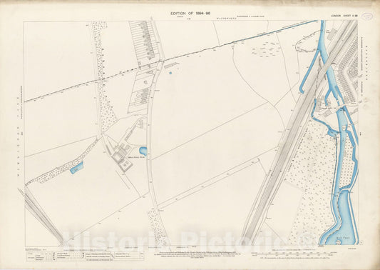 Historic Map : London (England), City Atlas Map, London Sheet X.98 1895 - Vintage Wall Art