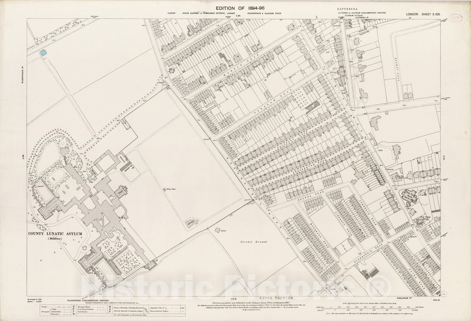 Historic Map : London (England), City Atlas Map, London Sheet X.100 1895 - Vintage Wall Art