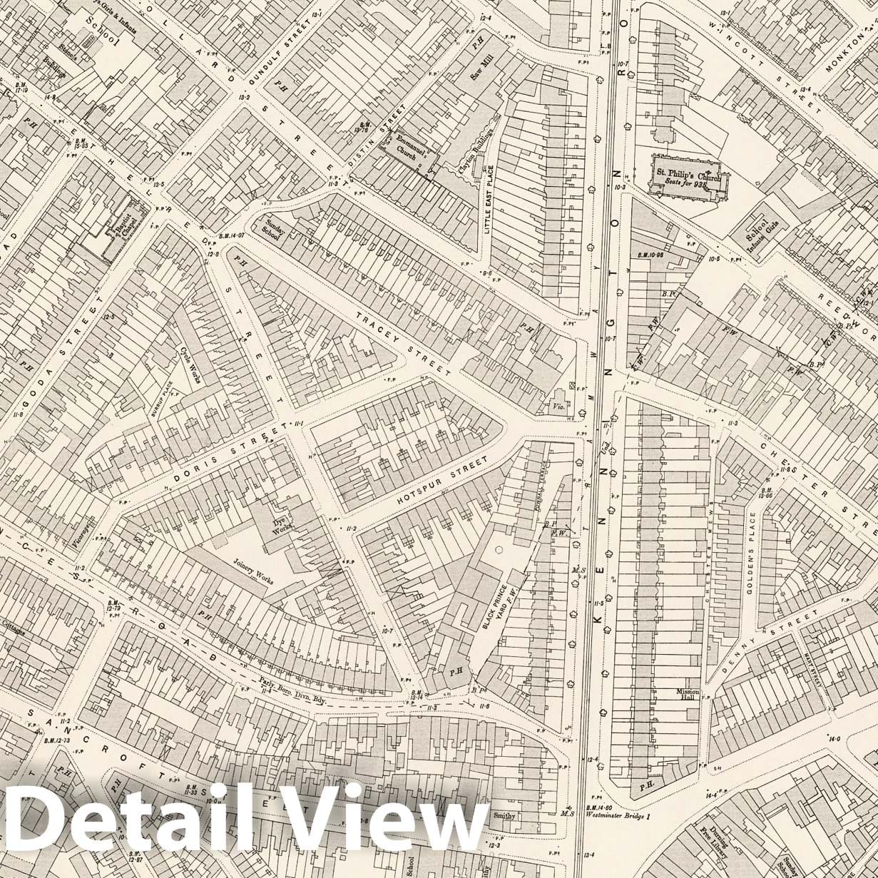 London - Sheet XI.4, 1895 - Ordnance Survey Map Print