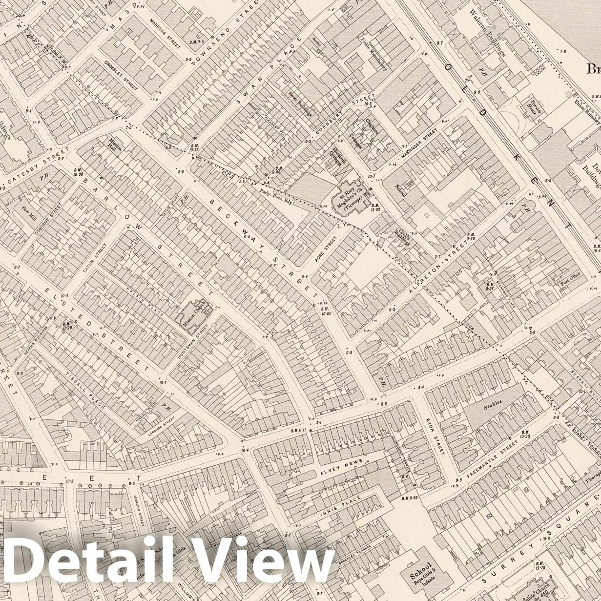 London - Sheet XI.6, 1895 - Ordnance Survey Historical Map Print