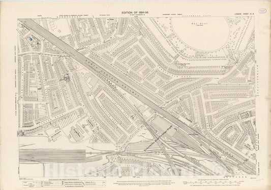 Historic Wall Map : London (England), City Atlas Map, London Sheet XI.8 1895 - Vintage Wall Art