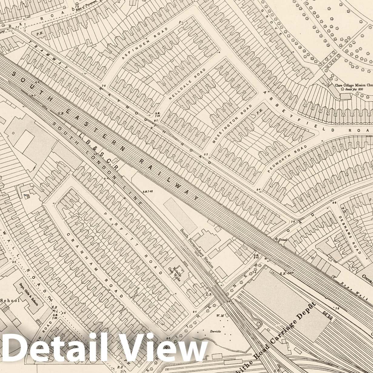 London - Sheet XI.8, 1895 - Ordnance Survey Historical Map Print