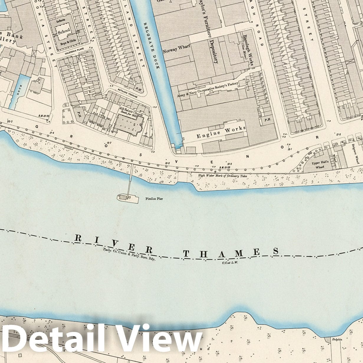 London, Sheet XI.12 - Survey Map, 1895 - Ordnance Survey Historical Print