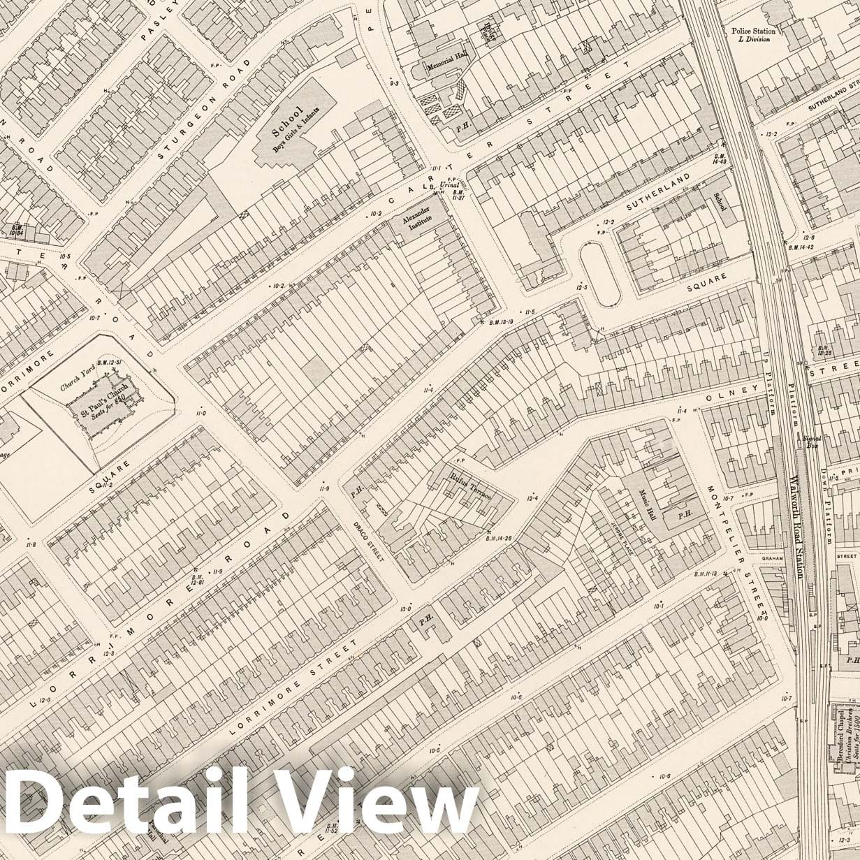 London, Sheet XI.15 - Survey Map, 1895 - Ordnance Survey Historical Print
