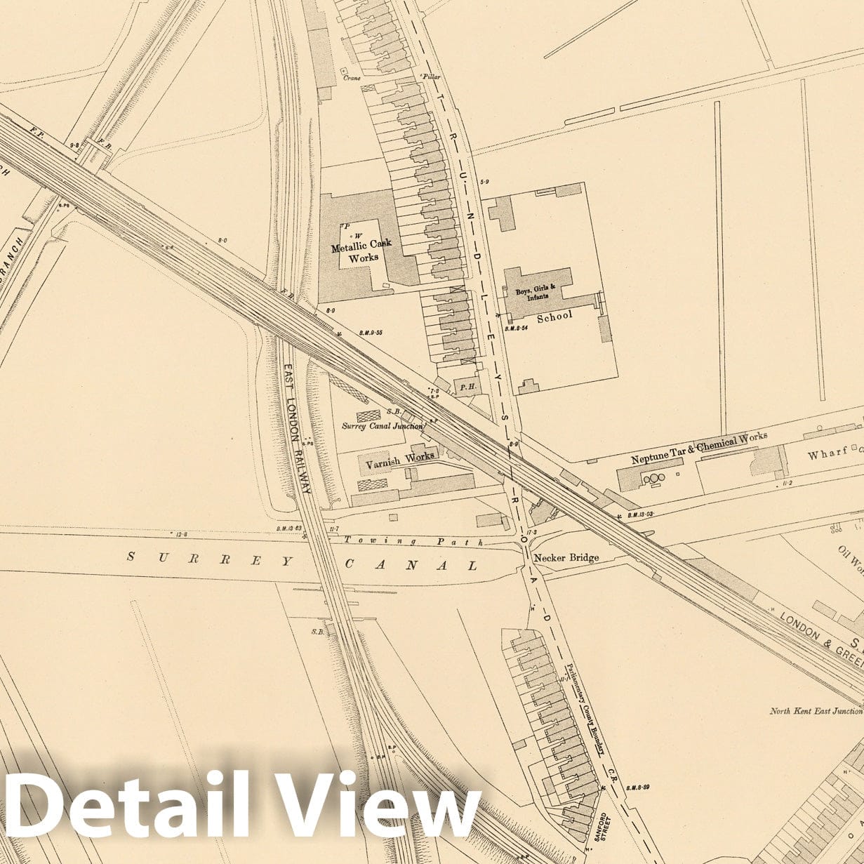 London, Sheet XI.19 - Survey Map, 1895 - Ordnance Survey Historical Print