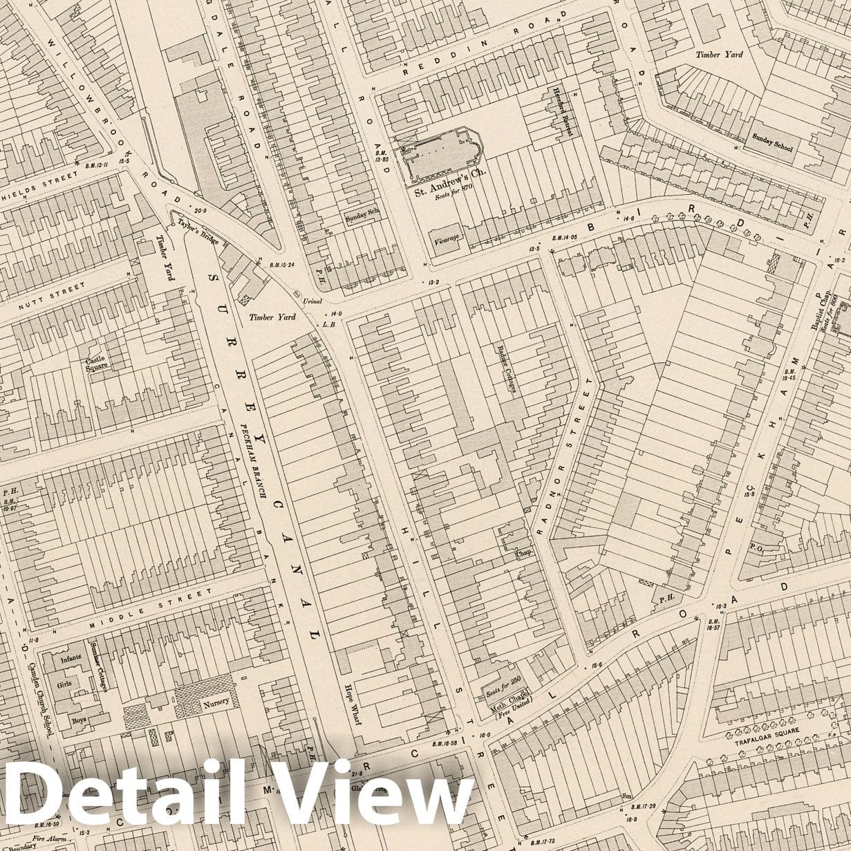 London - Survey Map, 1895 - Ordnance Survey Historical Map Print